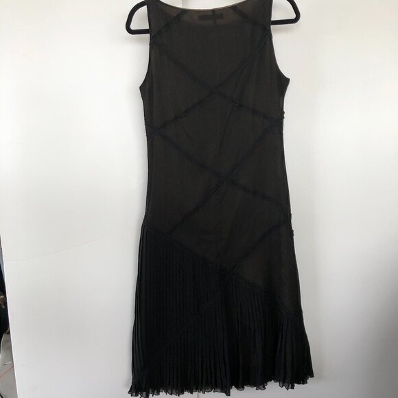 SANDWICH Vintage 90βs Black Silk Reminiscent Art Deco Flapper Sheath Dress EU38 - Picture 3 of 16